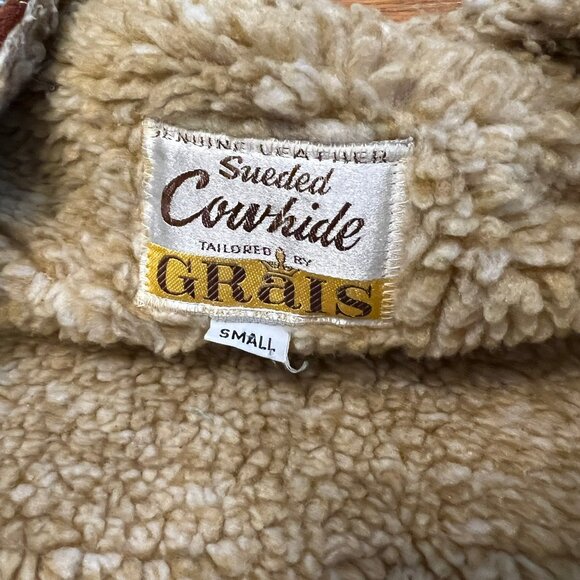 Vintage Grais 70s Sueded Shearling Style Western Leather Vest Small - Picture 13 of 15